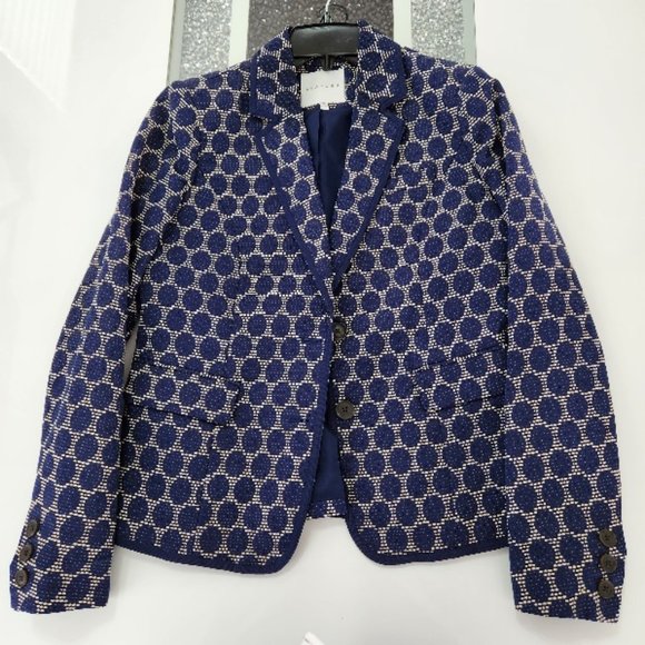 GEOMETRIC HONEYCOMB NAVY JACKET - Picture 1 of 7